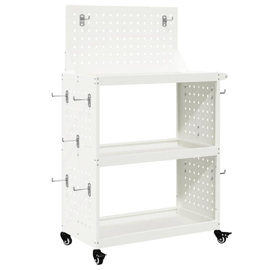 Werkzeugwagen mit Rad Weiß 65 x 35 x 111 cm Kaltgewalzter Stahl