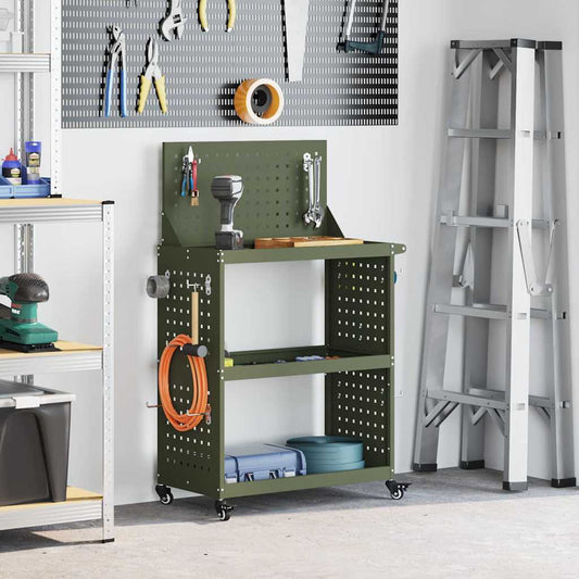 Werkzeugwagen Olivgrün 65 x 35 x 111 cm Kaltgewalzter Stahl