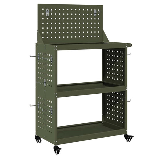 Werkzeugwagen Olivgrün 65 x 35 x 111 cm Kaltgewalzter Stahl