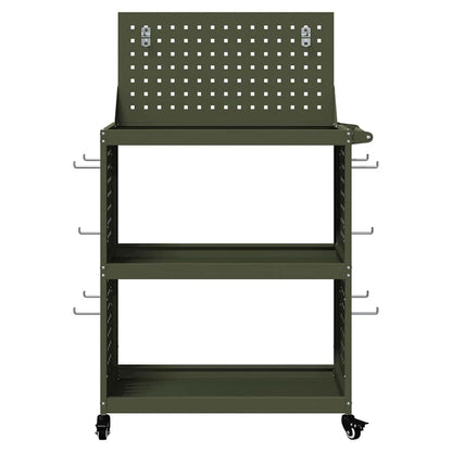 Werkzeugwagen Olivgrün 65 x 35 x 111 cm Kaltgewalzter Stahl