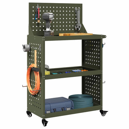 Werkzeugwagen Olivgrün 65 x 35 x 111 cm Kaltgewalzter Stahl