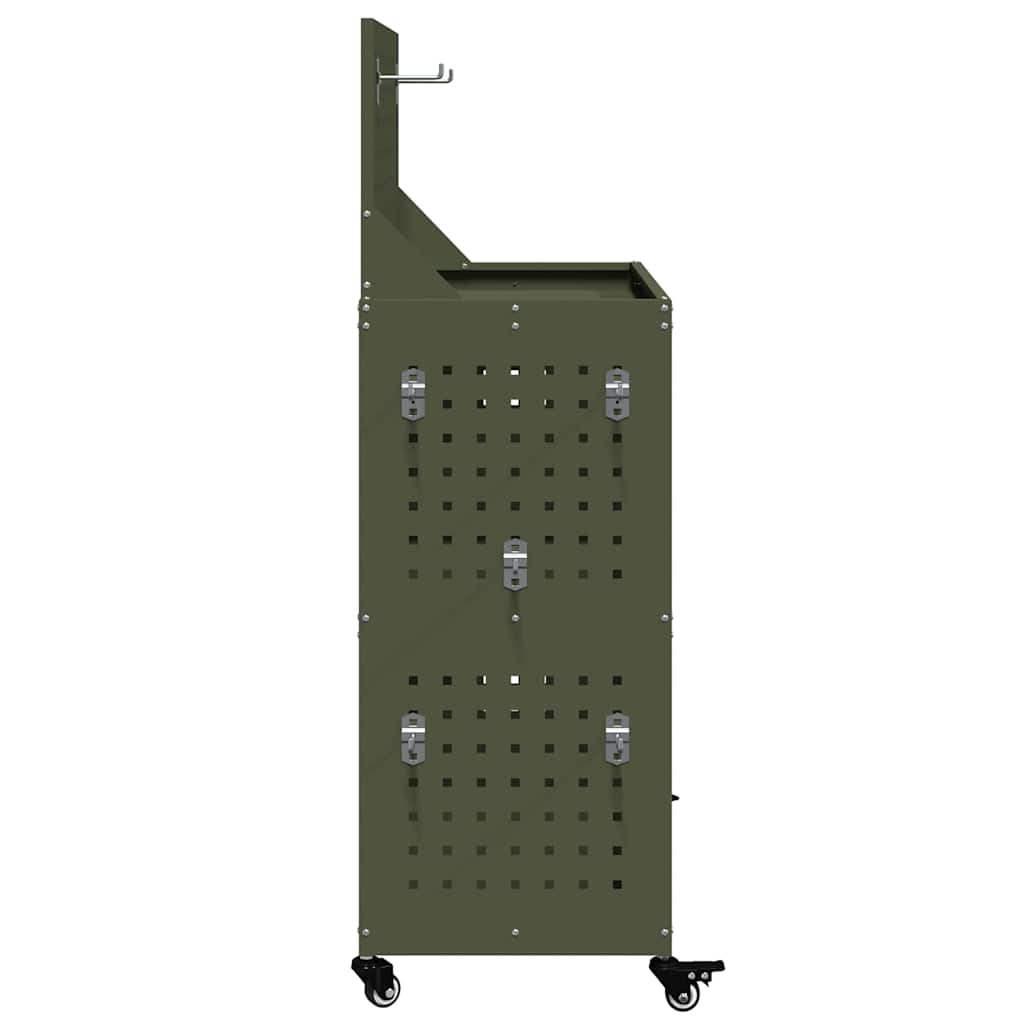 Werkzeugwagen Olivgrün 65 x 35 x 111 cm Kaltgewalzter Stahl