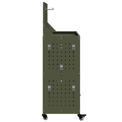 Werkzeugwagen Olivgrün 65 x 35 x 111 cm Kaltgewalzter Stahl