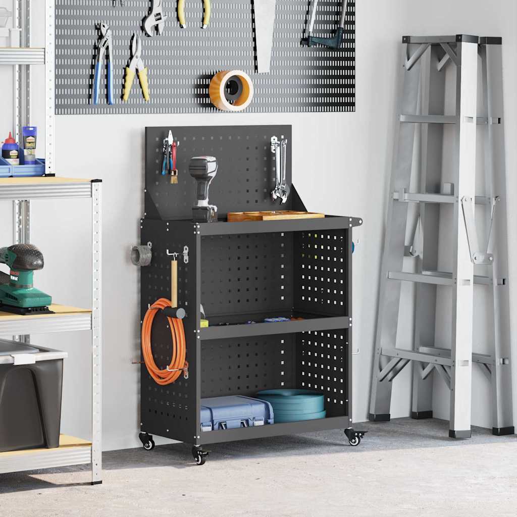 Werkzeugwagen Schwarz 65 x 35 x 111 cm Kaltgewalzter Stahl