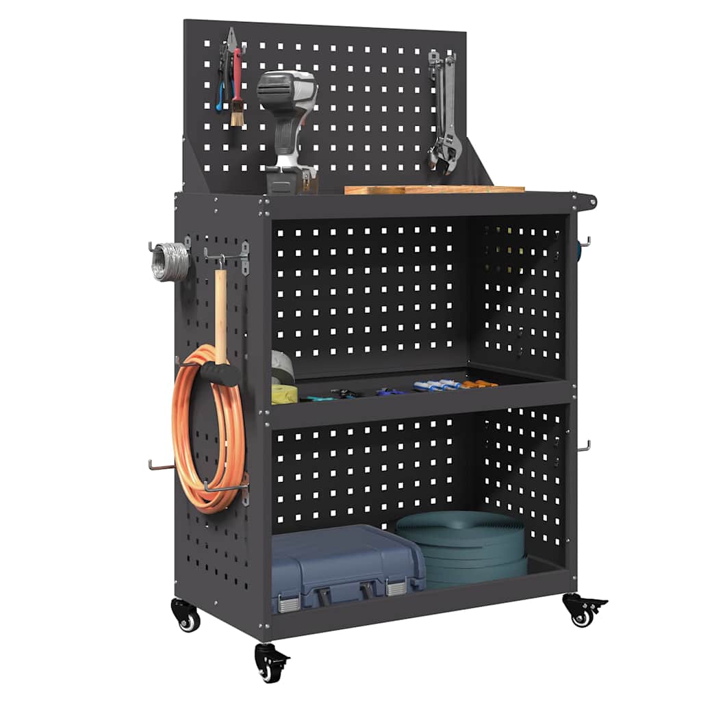 Werkzeugwagen Schwarz 65 x 35 x 111 cm Kaltgewalzter Stahl