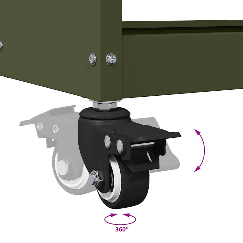 Werkzeugwagen Olivgrün 65 x 35 x 111 cm Kaltgewalzter Stahl