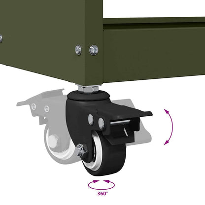 Werkzeugwagen Olivgrün 65 x 35 x 111 cm Kaltgewalzter Stahl