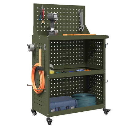 Werkzeugwagen Olivgrün 65 x 35 x 111 cm Kaltgewalzter Stahl