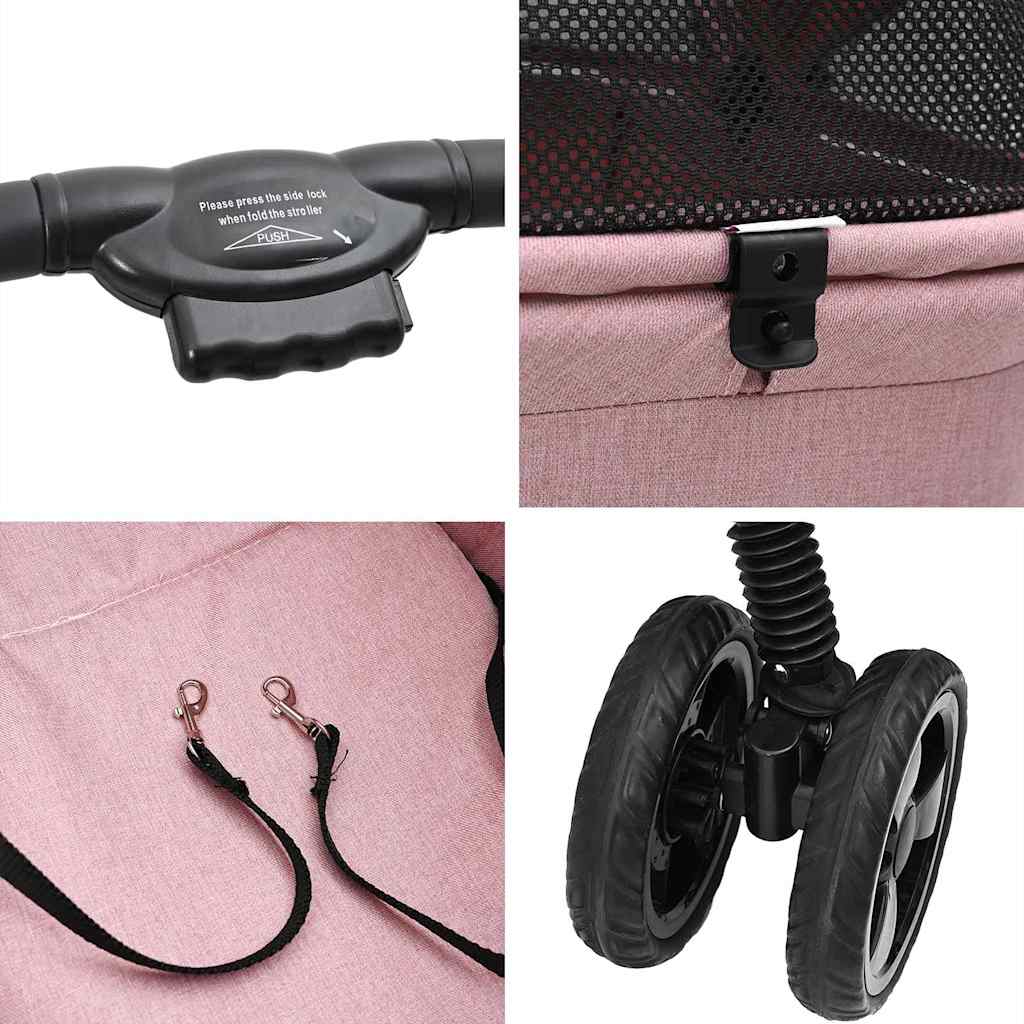 Faltbarer Haustierwagen Rosa 81 x 47 x 99 cm 600D Oxford Stoff