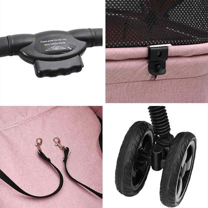 Faltbarer Haustierwagen Rosa 81 x 47 x 99 cm 600D Oxford Stoff