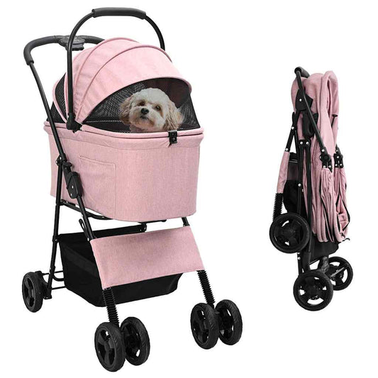 Faltbarer Haustierwagen Rosa 81 x 47 x 99 cm 600D Oxford Stoff