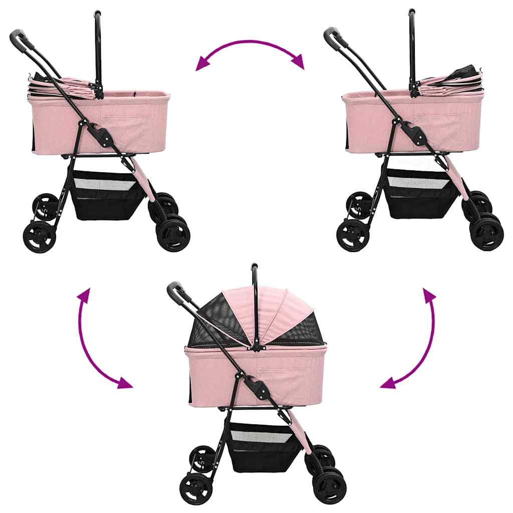 Faltbarer Haustierwagen Rosa 81 x 47 x 99 cm 600D Oxford Stoff