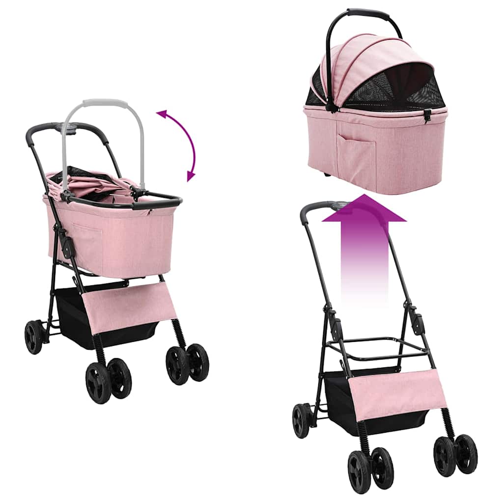 Faltbarer Haustierwagen Rosa 81 x 47 x 99 cm 600D Oxford Stoff