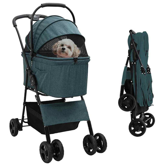 Faltbarer Haustierwagen Grün 81 x 47 x 99 cm 600D Oxford Stoff