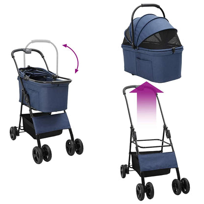 Faltbarer Haustierwagen Blau 81 x 47 x 99 cm 600D Oxford Stoff
