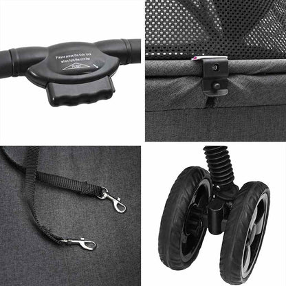 Faltbarer Haustierwagen Verstellbar Schwarz 81 x 47 x 99 cm