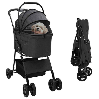 Faltbarer Haustierwagen Verstellbar Schwarz 81 x 47 x 99 cm