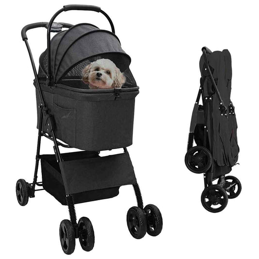 Faltbarer Haustierwagen Verstellbar Schwarz 81 x 47 x 99 cm