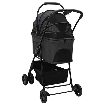 Faltbarer Haustierwagen Verstellbar Schwarz 81 x 47 x 99 cm