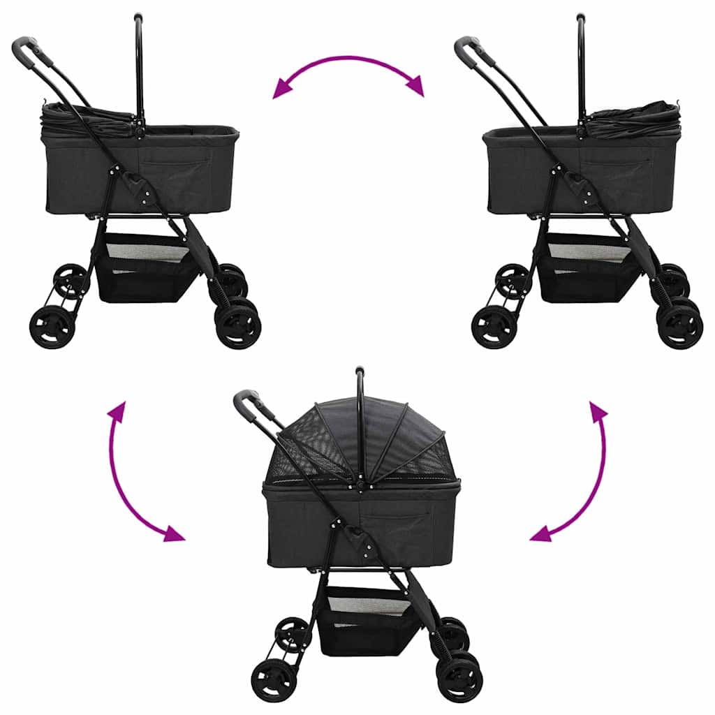 Faltbarer Haustierwagen Verstellbar Schwarz 81 x 47 x 99 cm