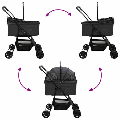 Faltbarer Haustierwagen Verstellbar Schwarz 81 x 47 x 99 cm