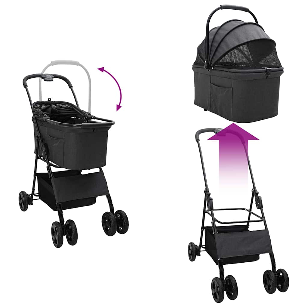 Faltbarer Haustierwagen Verstellbar Schwarz 81 x 47 x 99 cm