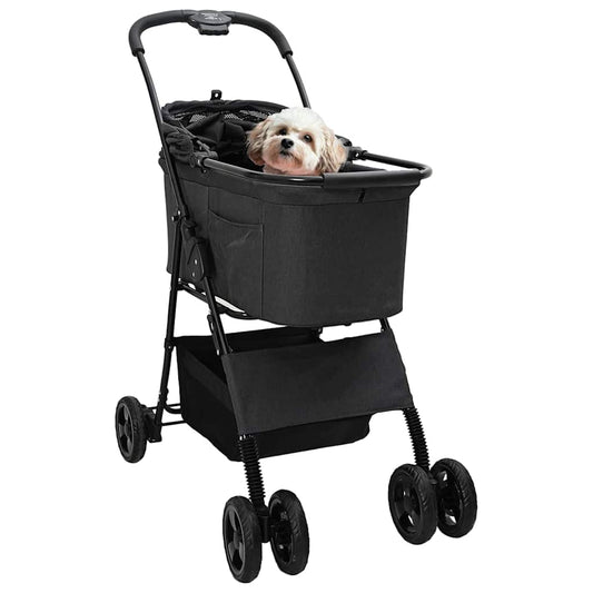 Faltbarer Haustierwagen Verstellbar Schwarz 81 x 47 x 99 cm
