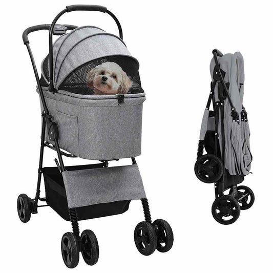 Faltbarer Haustierwagen Grau 81 x 47 x 99 cm 600D Oxford Stoff