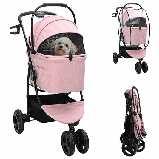 Faltbarer Haustierwagen Verstellbar Rosa 78 x 54 x 101 cm