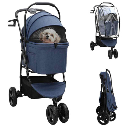 Faltbarer Haustierwagen Verstellbar Blau 78 x 54 x 101 cm