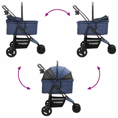 Faltbarer Haustierwagen Verstellbar Blau 78 x 54 x 101 cm