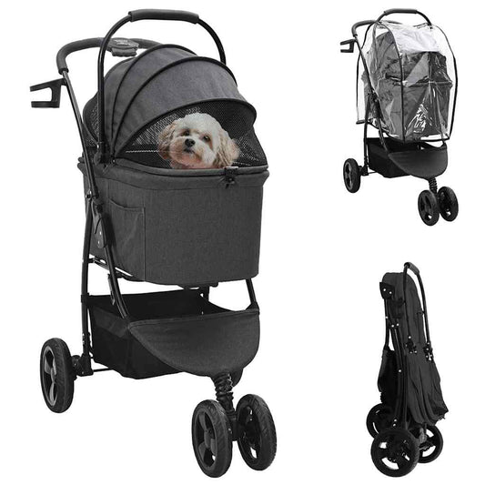 Faltbarer Haustierwagen Verstellbar Schwarz 78 x 54 x 101 cm
