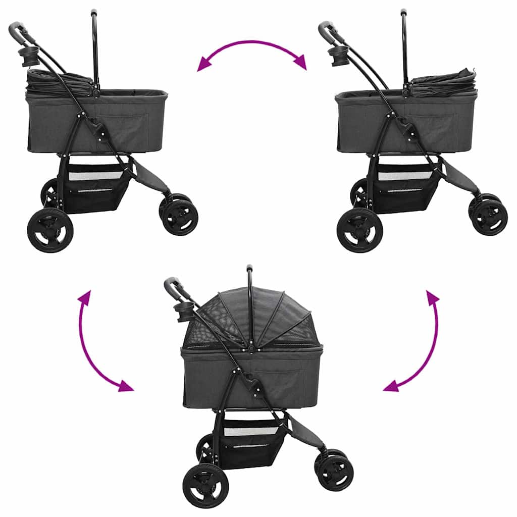 Faltbarer Haustierwagen Verstellbar Schwarz 78 x 54 x 101 cm