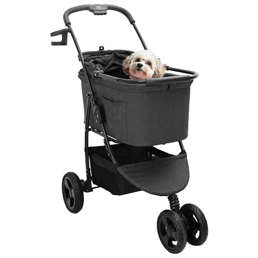 Faltbarer Haustierwagen Verstellbar Schwarz 78 x 54 x 101 cm