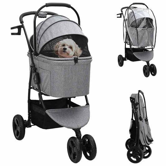 Faltbarer Haustierwagen Verstellbar Grau 78 x 54 x 101 cm