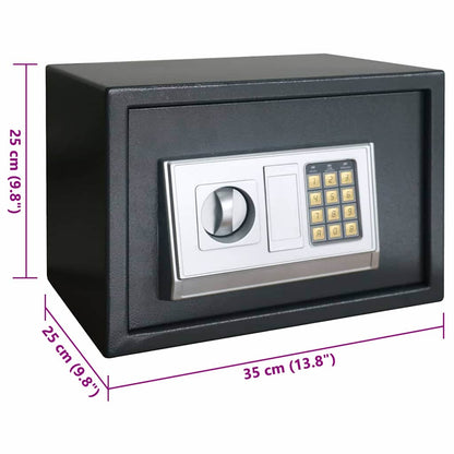 Digitaler Safe mit Schloss Dunkelgrau 35 x 25 x 25 cm Stahl