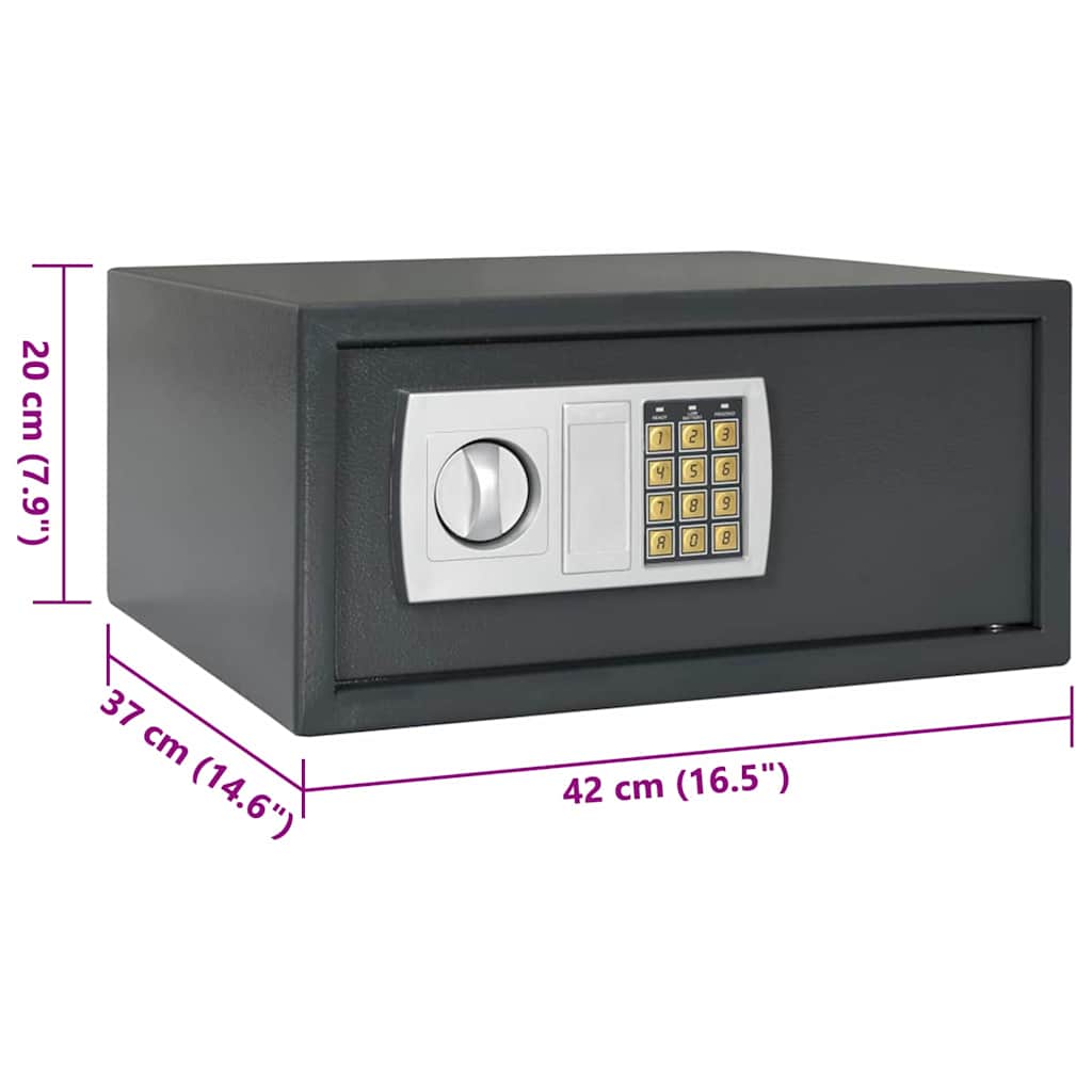 Digitaler Safe mit Schloss Dunkelgrau 42 x 37 x 20 cm Stahl
