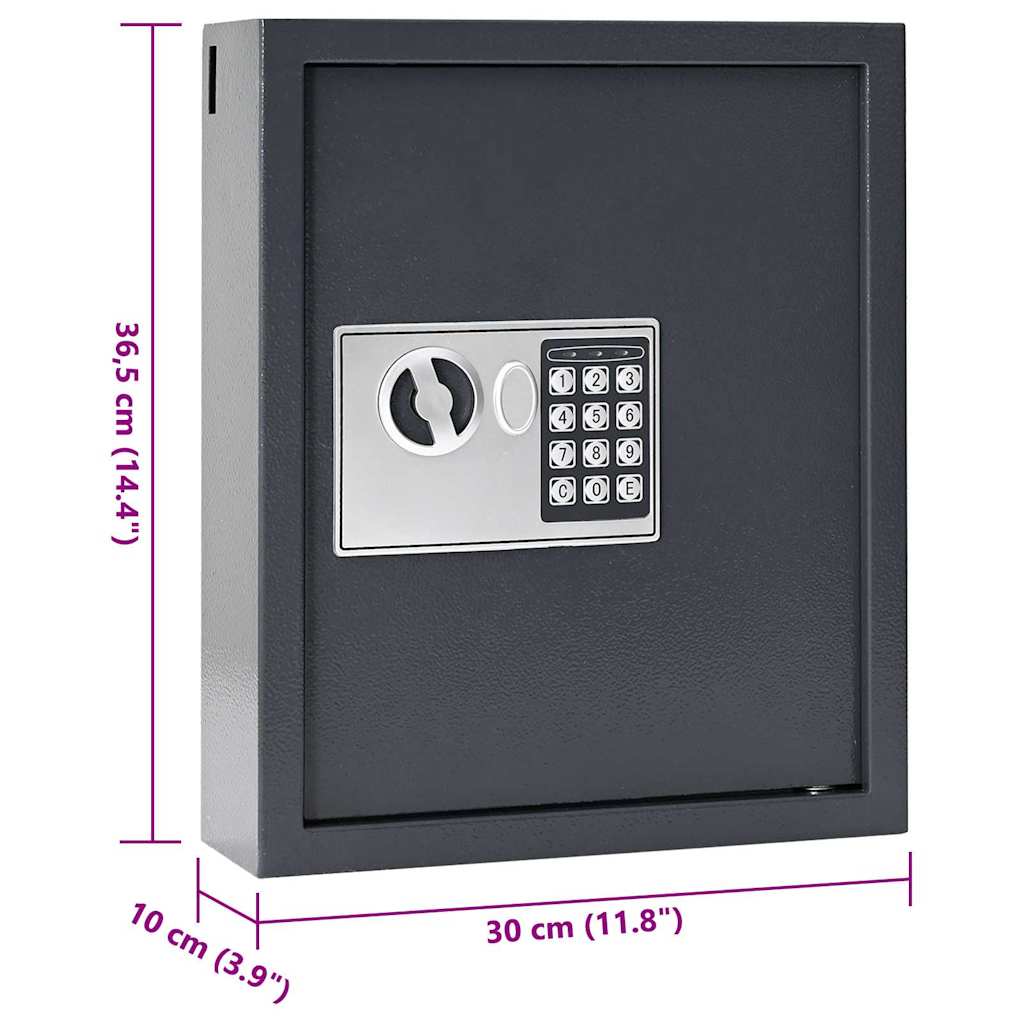 Digitaler Safe mit Schloss Grau 30 x 10 x 36,5 cm Stahl