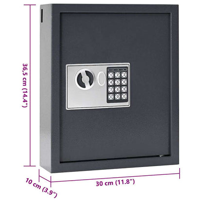 Digitaler Safe mit Schloss Grau 30 x 10 x 36,5 cm Stahl