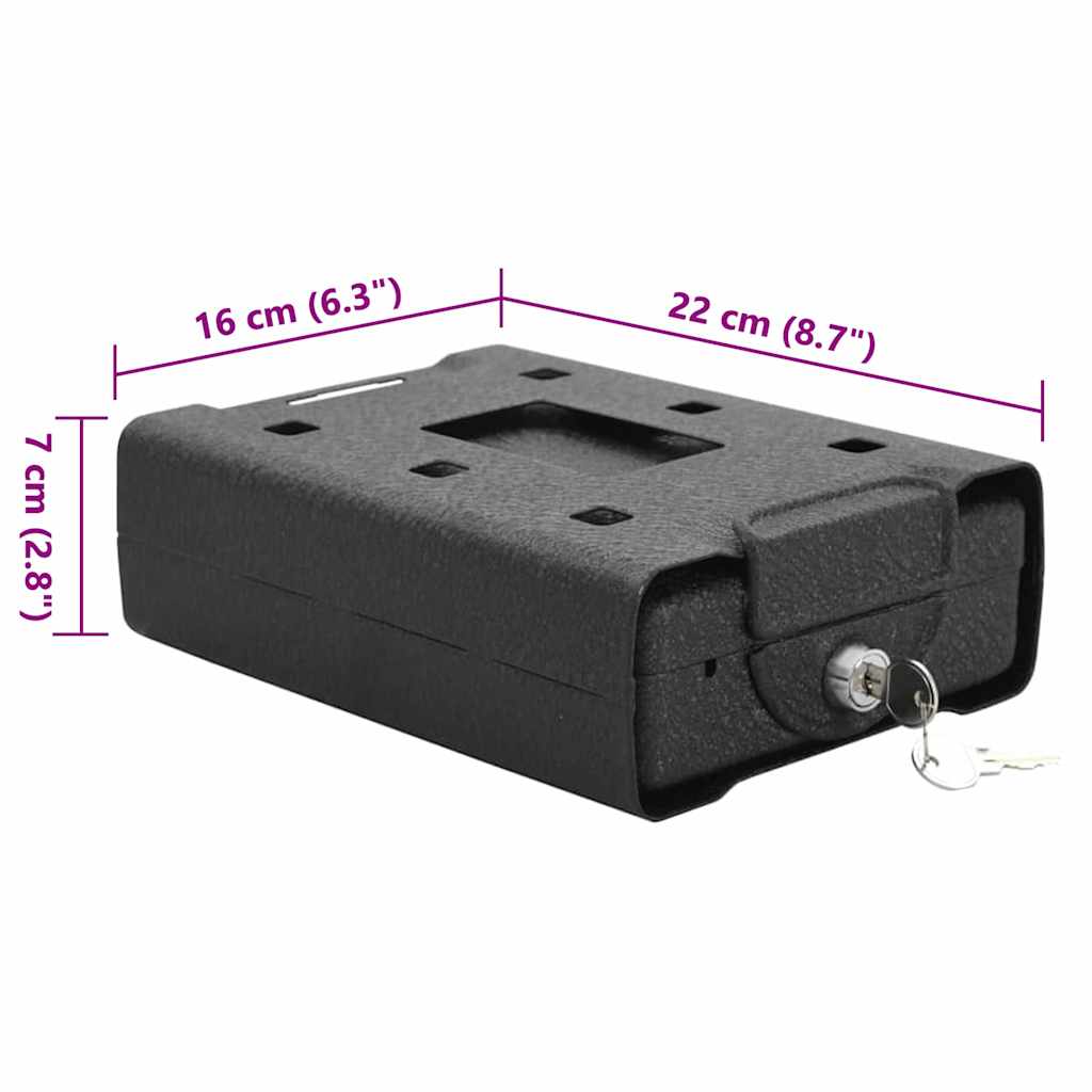 Auto Safe mit Schloss Schwarz 21.8 x 16 x 7 cm Stahl