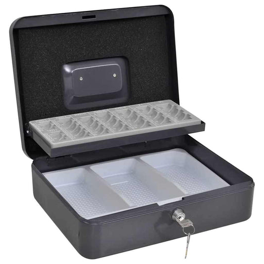 Geldbox mit Schloss Schwarz 30 x 24 x 9 cm Stahl