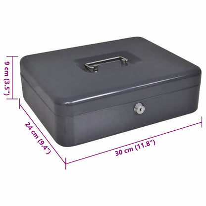 Geldbox mit Schloss Schwarz 30 x 24 x 9 cm Stahl