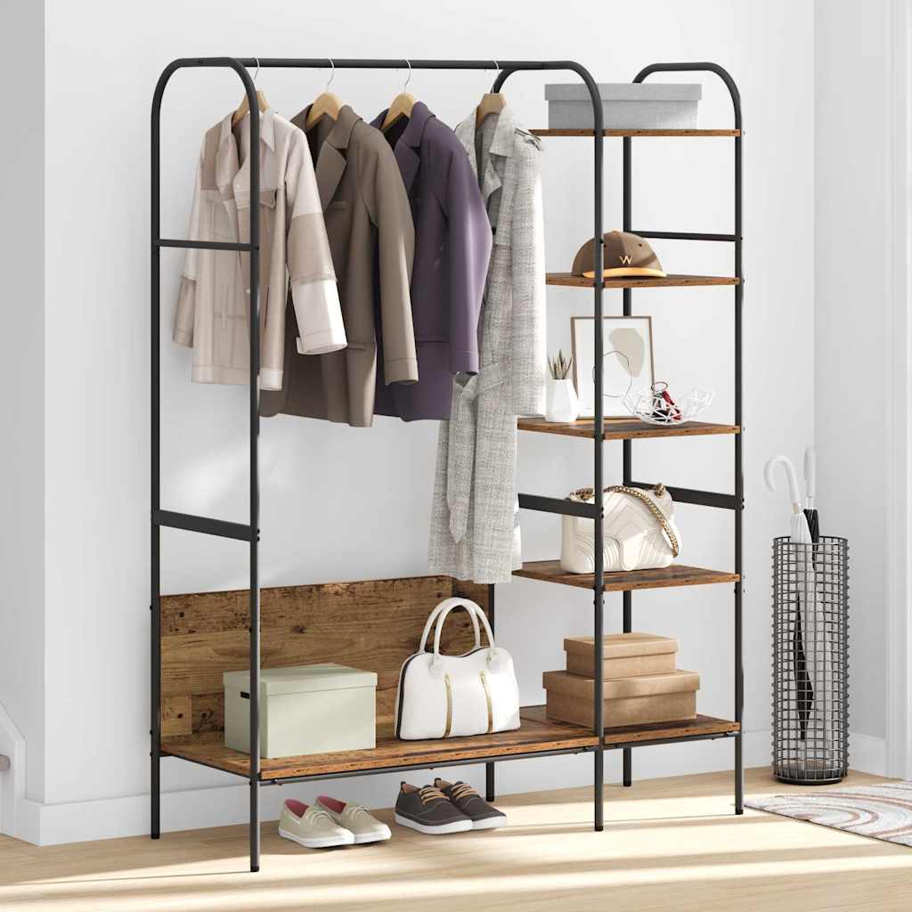Kleiderständer mit Regal Braun 120 x 44 x 160 cm Holzwerkstoff