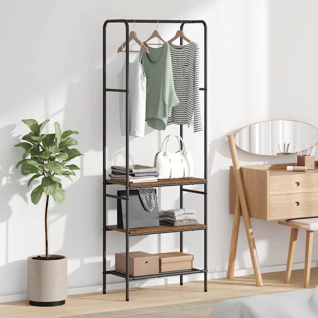 Kleiderständer mit Regalen mit Regal Altholz 60 x 30 x 171 cm