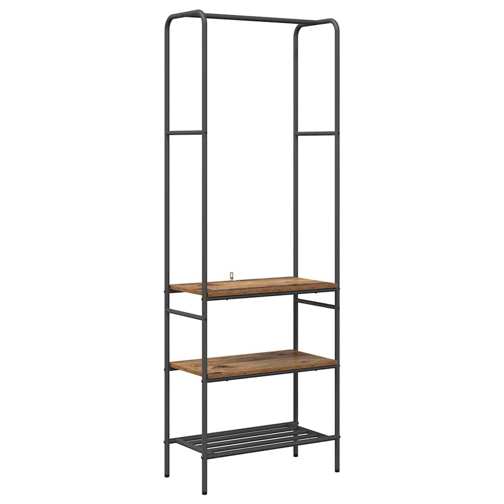 Kleiderständer mit Regalen mit Regal Altholz 60 x 30 x 171 cm