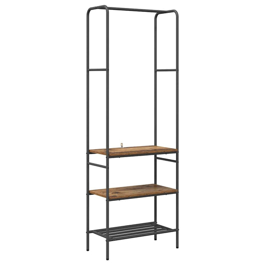 Kleiderständer mit Regalen mit Regal Altholz 60 x 30 x 171 cm