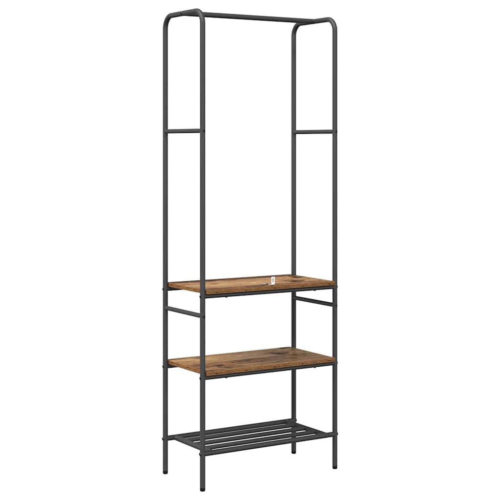 Kleiderständer mit Regalen mit Regal Altholz 60 x 30 x 171 cm