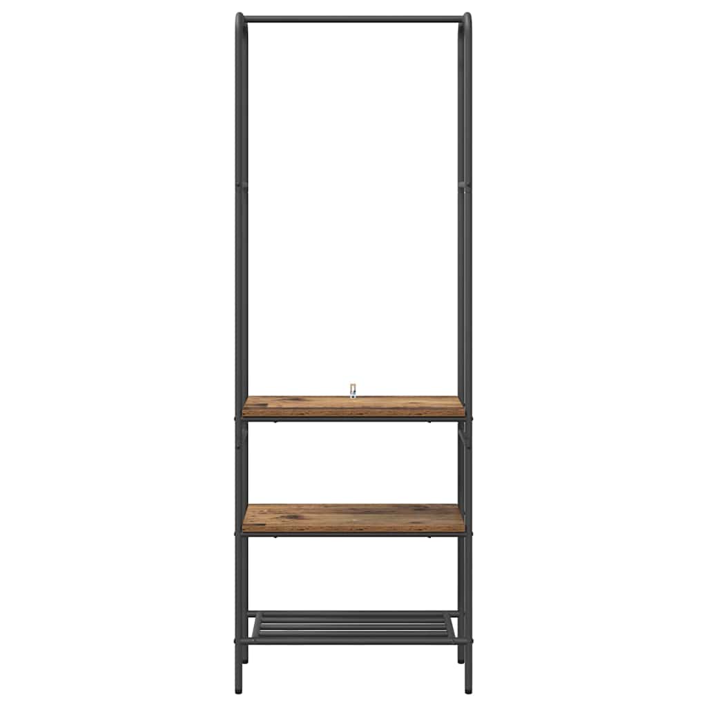Kleiderständer mit Regalen mit Regal Altholz 60 x 30 x 171 cm