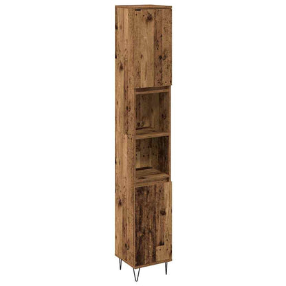 Badezimmer Möbel Set mit Tür 3 pcs Altholz 30 x 30 x 180 cm