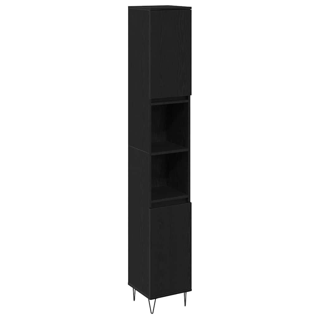 Badezimmer Möbel Set mit Speicher 3 pcs Schwarz Eichen-Optik